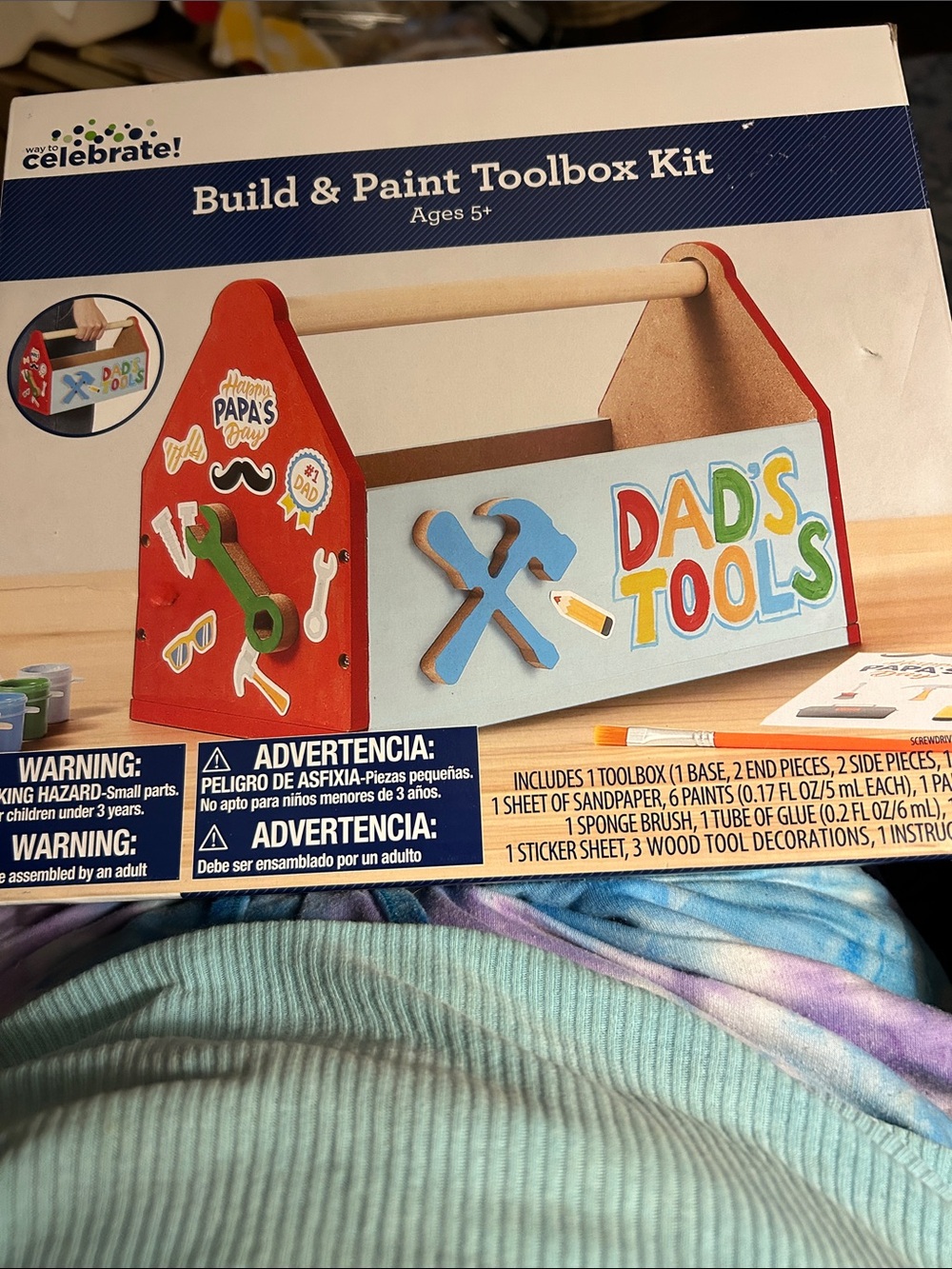 Celebrate It Build & Paint Toolbox Kit - Red, Blue, Light Blue, Green, NEW